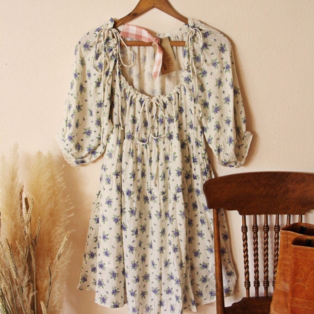 Natural cotton French floral gauze